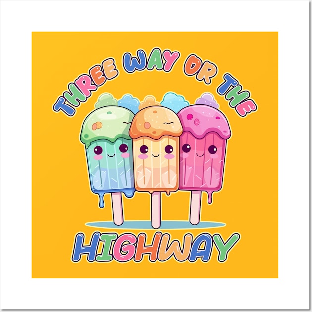 Three Way or The Highway Kawaii Ice Cream Bar Wall Art by DanielLiamGill